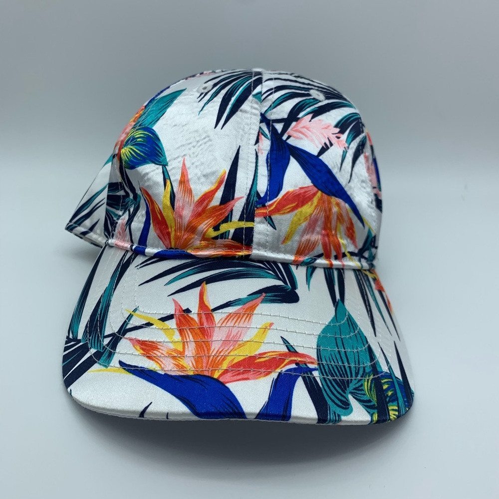 Tropical Floral Palm Baseball Hat Adjustable